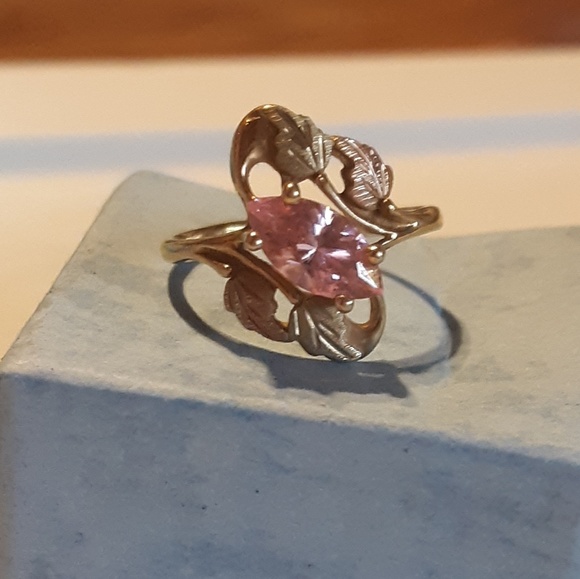 Black Hills Gold 10k Multi-tone Gold Pink Cz Ring - Picture 6 of 7